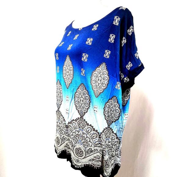 Chico's Exotic Ornaments Adelina Top Size 3 (XL) Ombre Colors Stretch Pullover - Picture 10 of 13